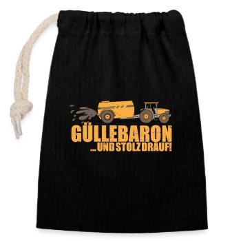 Güllefahrer Güllebaron & Stolz drauf Dorfkinder - Verschließbarer Geschenkbeutel aus Baumwolle (14x20cm) - Schwarz - Vorne