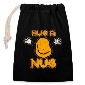 Drôle de poulet Nugget Étreinte - Sac cadeau en coton avec cordon (14 x 20 cm) - noir - Devant