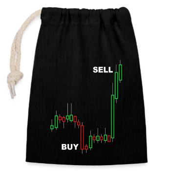 stock exchange - Closable cotton gift bag (14x20cm) - black - Front