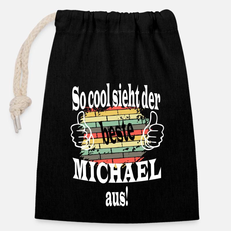 So cool sieht der beste Michael aus aus - Verschließbarer Geschenkbeutel aus Baumwolle (14x20cm) - Schwarz