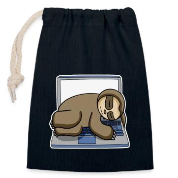 Sloth office funny relax - Closable cotton gift bag (14x20cm) - navy - Front