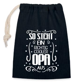 Cooler Opa - Verschließbarer Geschenkbeutel aus Baumwolle (14x20cm) - Navy - Vorne