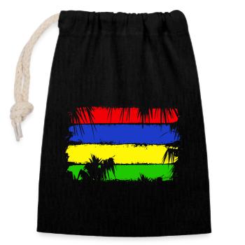 Mauritius Flag - Closable cotton gift bag (14x20cm) - black - Front