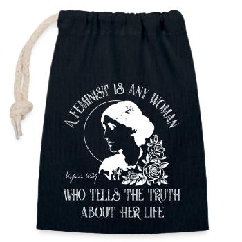 A Feminist | Virginia Woolf - Closable cotton gift bag (14x20cm) - navy - Front