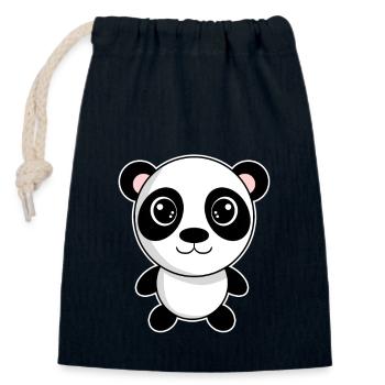 Panda - Closable cotton gift bag (14x20cm) - navy - Front