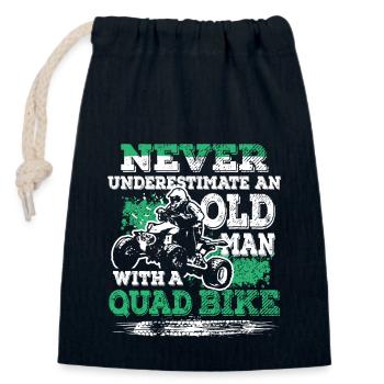 Never Underestimate An Old Man With A Quad Bike - Sac cadeau en coton avec cordon (14 x 20 cm) - bleu marine - Devant