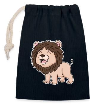 Bébé Lion - Sac cadeau en coton avec cordon (14 x 20 cm) - bleu marine - Devant