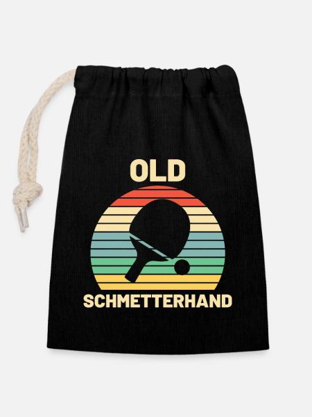 Old Schmetterhand Tischtennis Geschenk - Verschließbarer Geschenkbeutel aus Baumwolle (14x20cm) - Schwarz