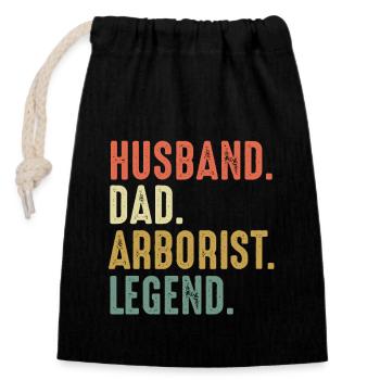 Arborist arboricoles arborescent arbre bûcheron papa père - Sac cadeau en coton avec cordon (14 x 20 cm) - noir - Devant