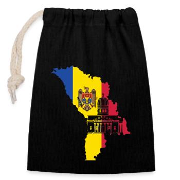Moldawien Flagge - Verschließbarer Geschenkbeutel aus Baumwolle (14x20cm) - Schwarz - Vorne