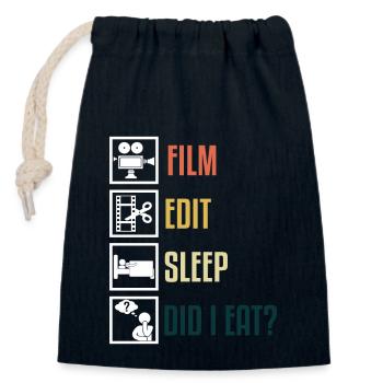 Film Edit Sleep Did I Eat? Cutter Filmer Video - Closable cotton gift bag (14x20cm) - navy - Front