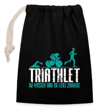Triathlet Geschenk - Verschließbarer Geschenkbeutel aus Baumwolle (14x20cm) - Schwarz - Vorne