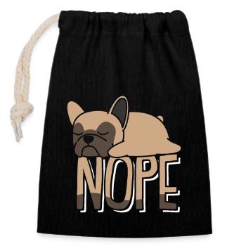 Nope Not Today Lazy Mood Sleepy Dog - Closable cotton gift bag (14x20cm) - black - Front