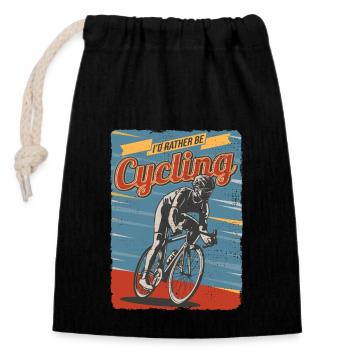 Je suis un peu plus cyclique - Sac cadeau en coton avec cordon (14 x 20 cm) - noir - Devant