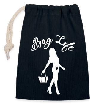 Sac Vie | Humour ostomy - Sac cadeau en coton avec cordon (14 x 20 cm) - bleu marine - Devant