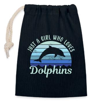 Dauphin dauphin - Sac cadeau en coton avec cordon (14 x 20 cm) - bleu marine - Devant