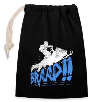 Cool Braap Snowmobile Snowrider - Closable cotton gift bag (14x20cm) - black - Front
