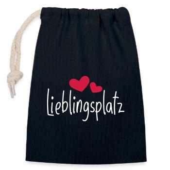 Lieblingsplatz Kissen mit Herz - Verschließbarer Geschenkbeutel aus Baumwolle (14x20cm) - Navy - Vorne