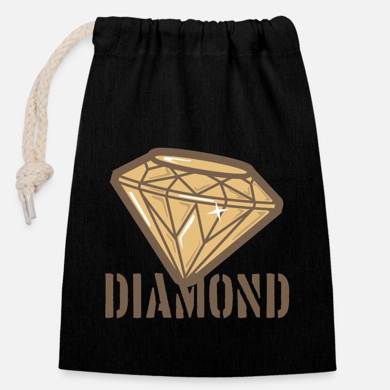 Diamant - Sac cadeau en coton avec cordon (14 x 20 cm) - noir