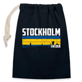 Stockholm Skyline Suède Ville natale - Sac cadeau en coton avec cordon (14 x 20 cm) - bleu marine - Devant