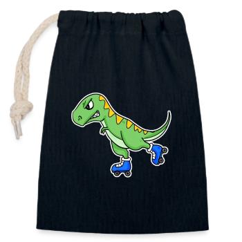 Inline Skating dinosaure - Sac cadeau en coton avec cordon (14 x 20 cm) - bleu marine - Devant