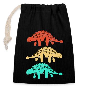dino - Closable cotton gift bag (14x20cm) - black - Front