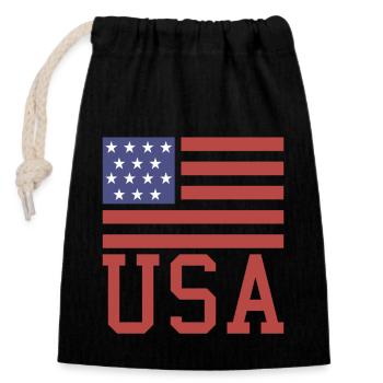 Drapeau américain - Sac cadeau en coton avec cordon (14 x 20 cm) - noir - Devant