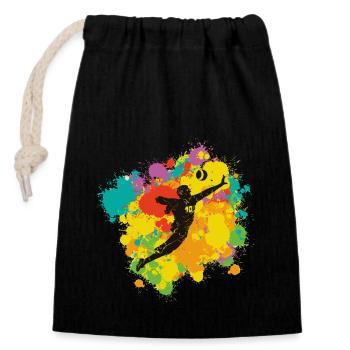 Faustball avec éclaboussures de peinture - Sac cadeau en coton avec cordon (14 x 20 cm) - noir - Devant