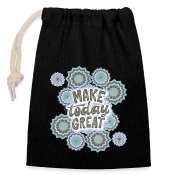 Dire, Dire positif, Dire motivant - Sac cadeau en coton avec cordon (14 x 20 cm) - noir - Devant