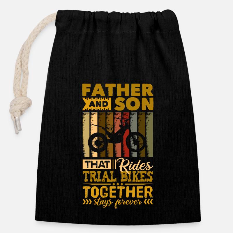 Papa fils trial - Sac cadeau en coton avec cordon (14 x 20 cm) - noir