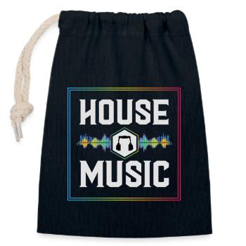 House music, House music Party, Rave, - Sac cadeau en coton avec cordon (14 x 20 cm) - bleu marine - Devant