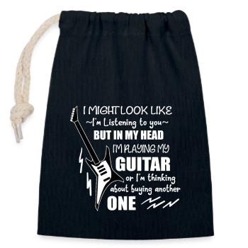 E Guitare Rock Instrument Musique Rocker - Sac cadeau en coton avec cordon (14 x 20 cm) - bleu marine - Devant