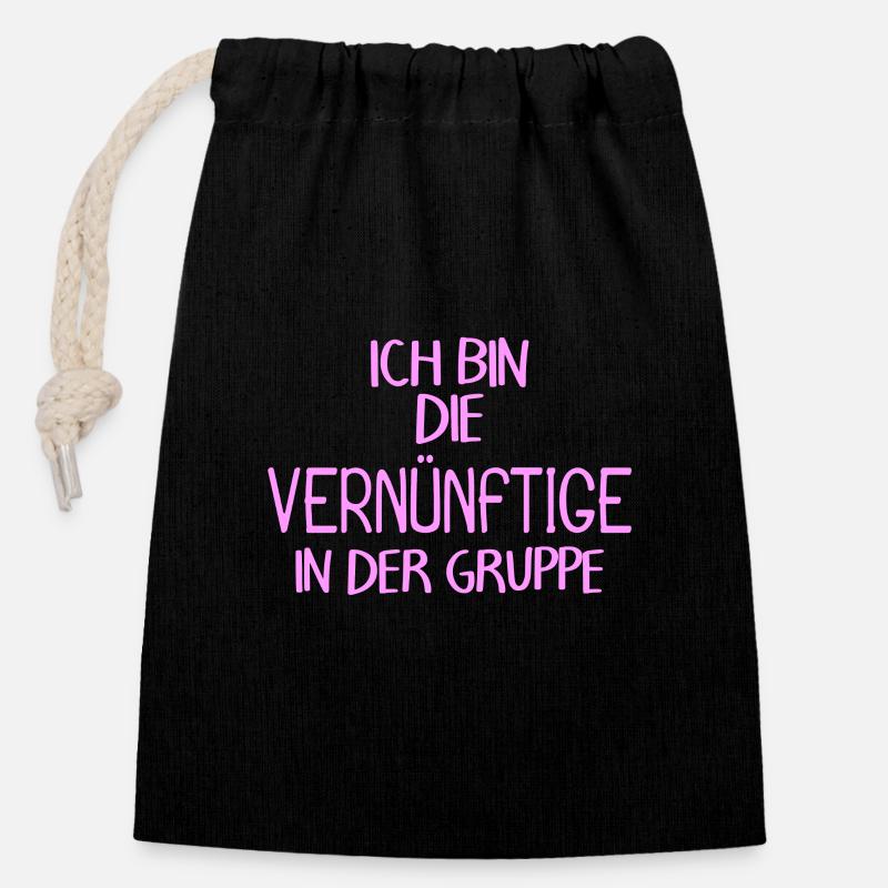 Lustiger Spruch Gruppe - Verschließbarer Geschenkbeutel aus Baumwolle (14x20cm) - Schwarz