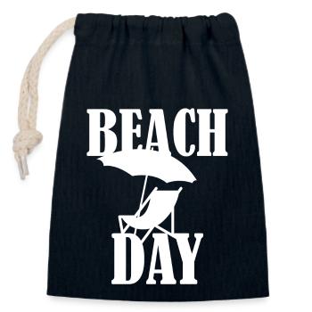 Beach Day deckchair - Closable cotton gift bag (14x20cm) - navy - Front