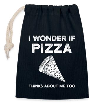 Pizza - Verschließbarer Geschenkbeutel aus Baumwolle (14x20cm) - Navy - Vorne