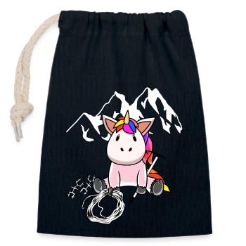 Licorne Montagne Sports Escalade Sommets Montagnes en plein air - Sac cadeau en coton avec cordon (14 x 20 cm) - bleu marine - Devant