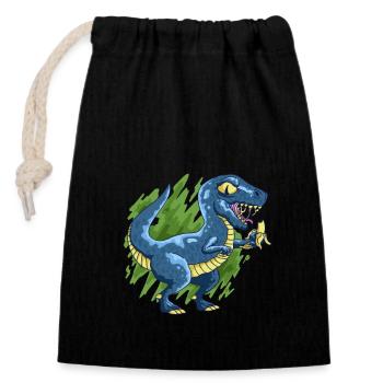 Banana Raptor dinosaures mange la banane drôle vegan - Sac cadeau en coton avec cordon (14 x 20 cm) - noir - Devant