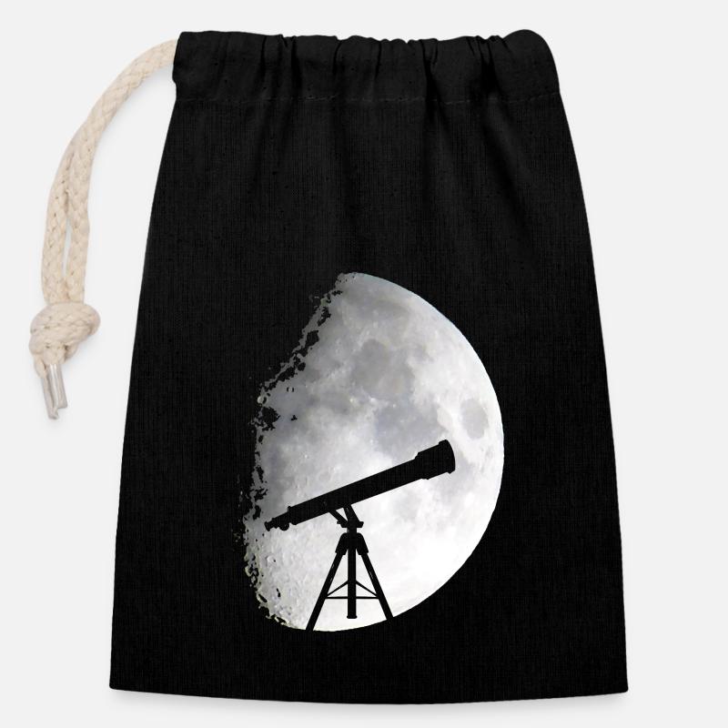 Telescope Space - Closable cotton gift bag (14x20cm) - black