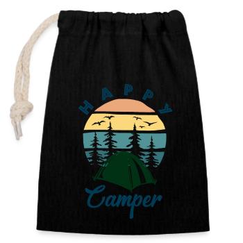 Un campeur heureux - Sac cadeau en coton avec cordon (14 x 20 cm) - noir - Devant