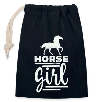 Cheval fille - Sac cadeau en coton avec cordon (14 x 20 cm) - bleu marine - Devant