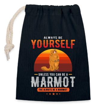 marmot, marmot groundhog, groundhog day, - Closable cotton gift bag (14x20cm) - navy - Front