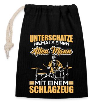 Schlagzeug Schlagzeuger Schlagzeug Sticks Musik - Verschließbarer Geschenkbeutel aus Baumwolle (14x20cm) - Schwarz - Vorne