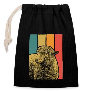 Mériino illustration De couleur rétro barres - Sac cadeau en coton avec cordon (14 x 20 cm) - noir - Devant