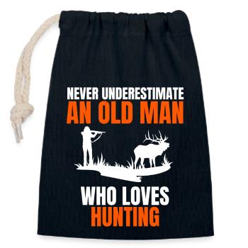 Chasse homme retraité chasse père papa sort grand-père chasseur - Sac cadeau en coton avec cordon (14 x 20 cm) - bleu marine - Devant