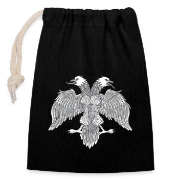 Strong Albanian Eagle - Closable cotton gift bag (14x20cm) - black - Front