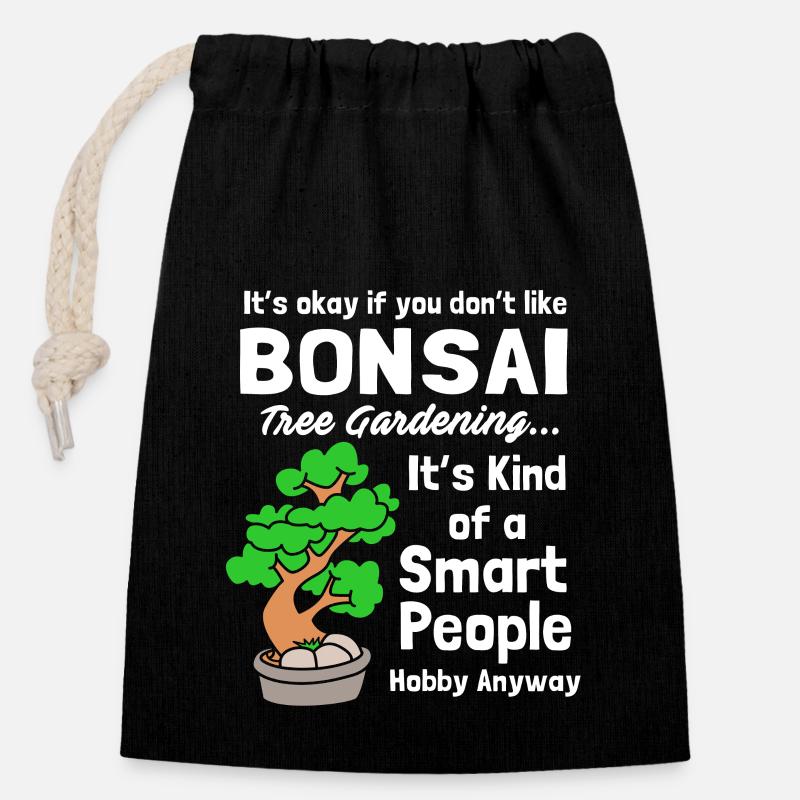 Bonsai Tree - Closable cotton gift bag (14x20cm) - black