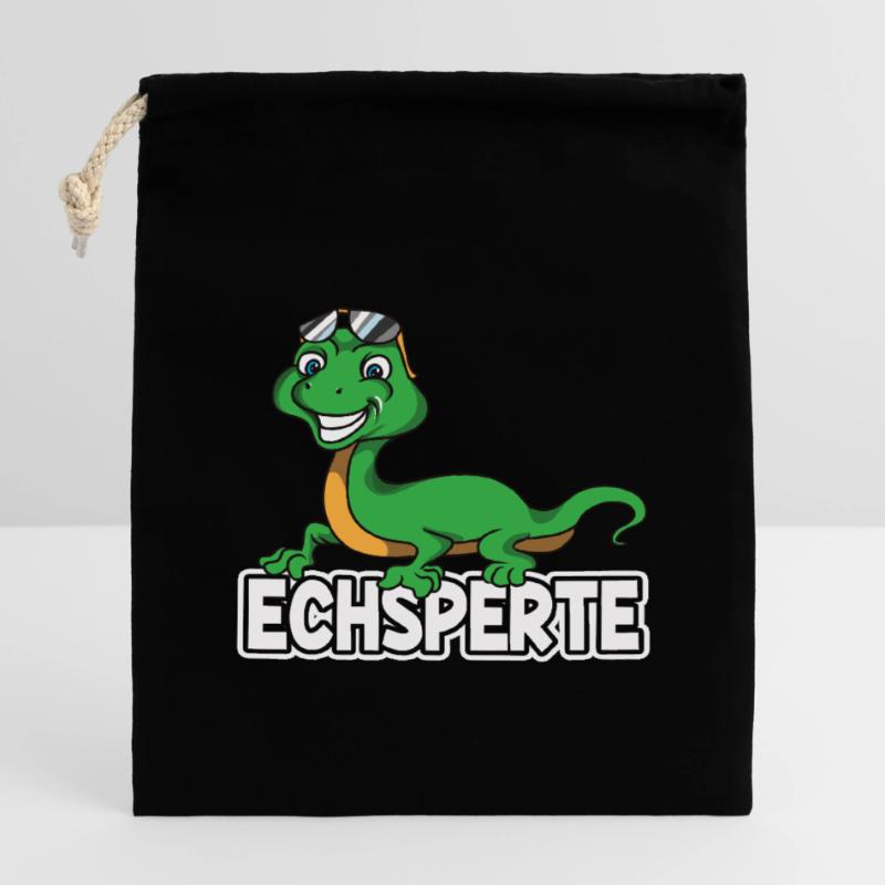 Echsperte Echse Reptilien Eidechse Experte Spruch Verschließbarer Geschenkbeutel aus Baumwolle (14x20cm)