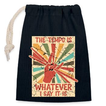Le rythme Je donne Devant tambour battant - Sac cadeau en coton avec cordon (14 x 20 cm) - bleu marine - Devant