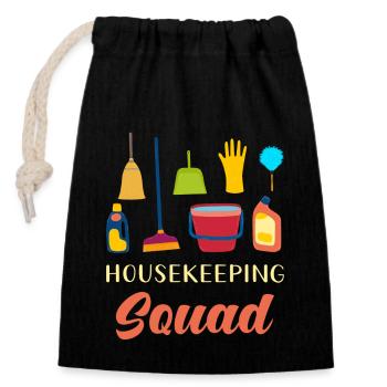 Housekeeping Squad - Sac cadeau en coton avec cordon (14 x 20 cm) - noir - Devant