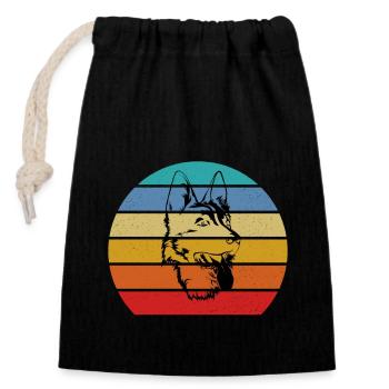 Berger allemand - Sac cadeau en coton avec cordon (14 x 20 cm) - noir - Devant